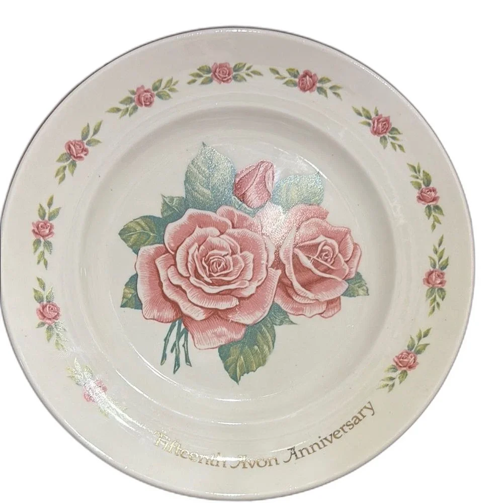 Avon Pink Rose Anniversary Plate